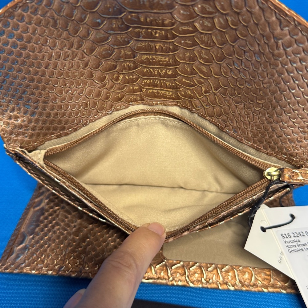 NWT ~ BRAHMIN VERONICA HONEY BROWN SANDALWOOD GORGEOUS GENUINE LEATHER WALLET - Picture 15 of 16